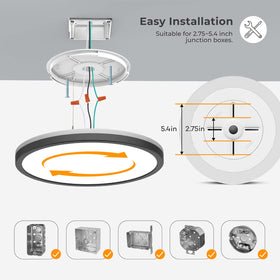 Matane 2Pack LED flush mount black finish blends with modern decor and provides even illumination.