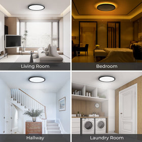 Matane 2Pack LED flush mount in bedroom living room shows versatile room application.