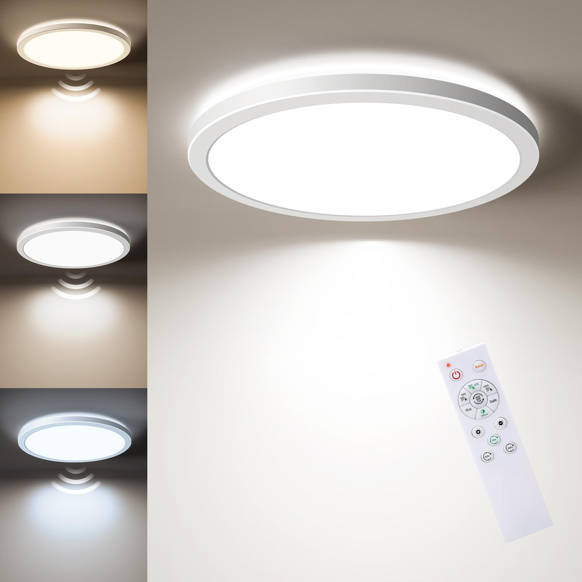 Matane dimmable motion sensor LED ceiling light with remote for flexible lighting control