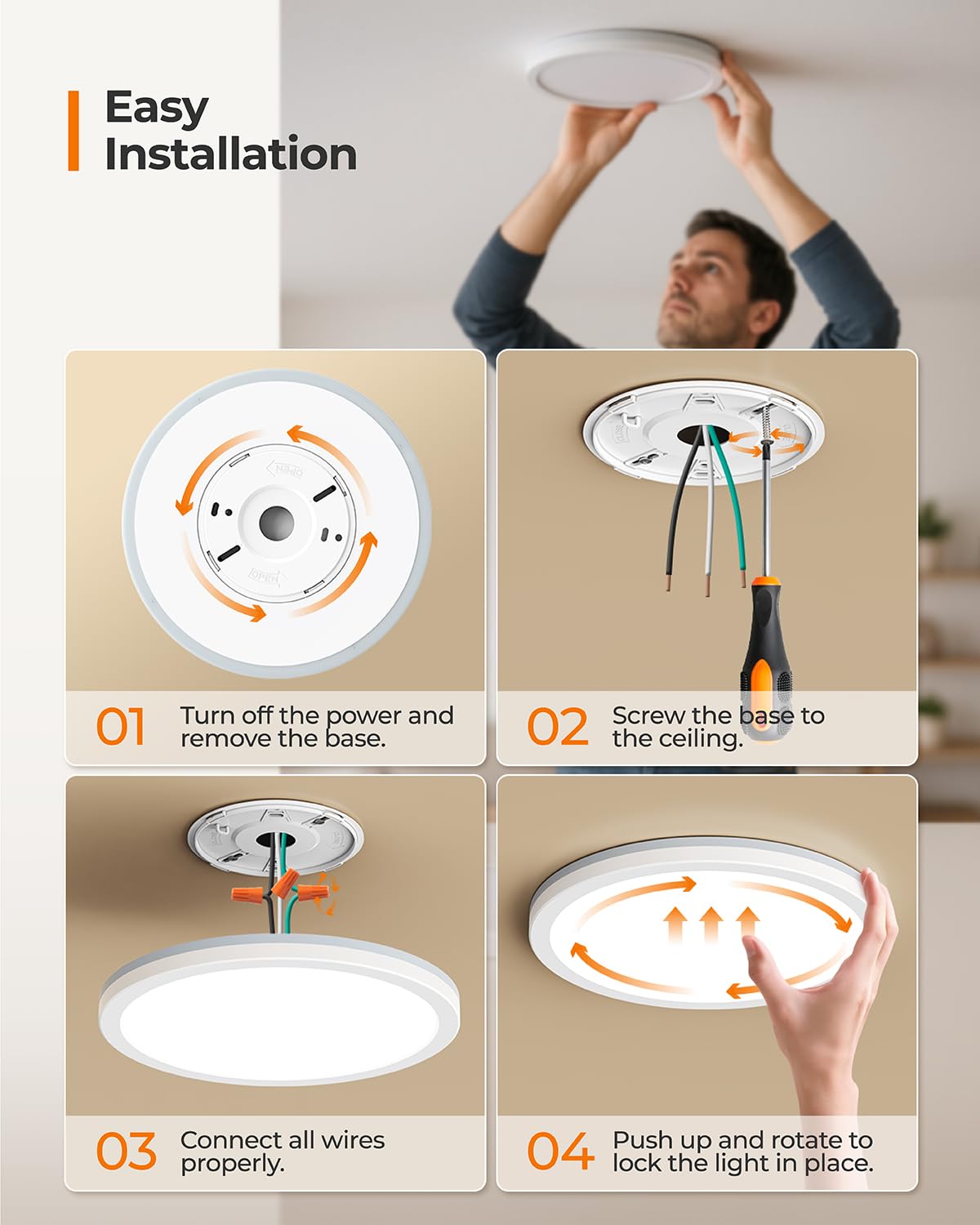 Matane 8.7-inch round ceiling light adds modern, low-profile style to any room.