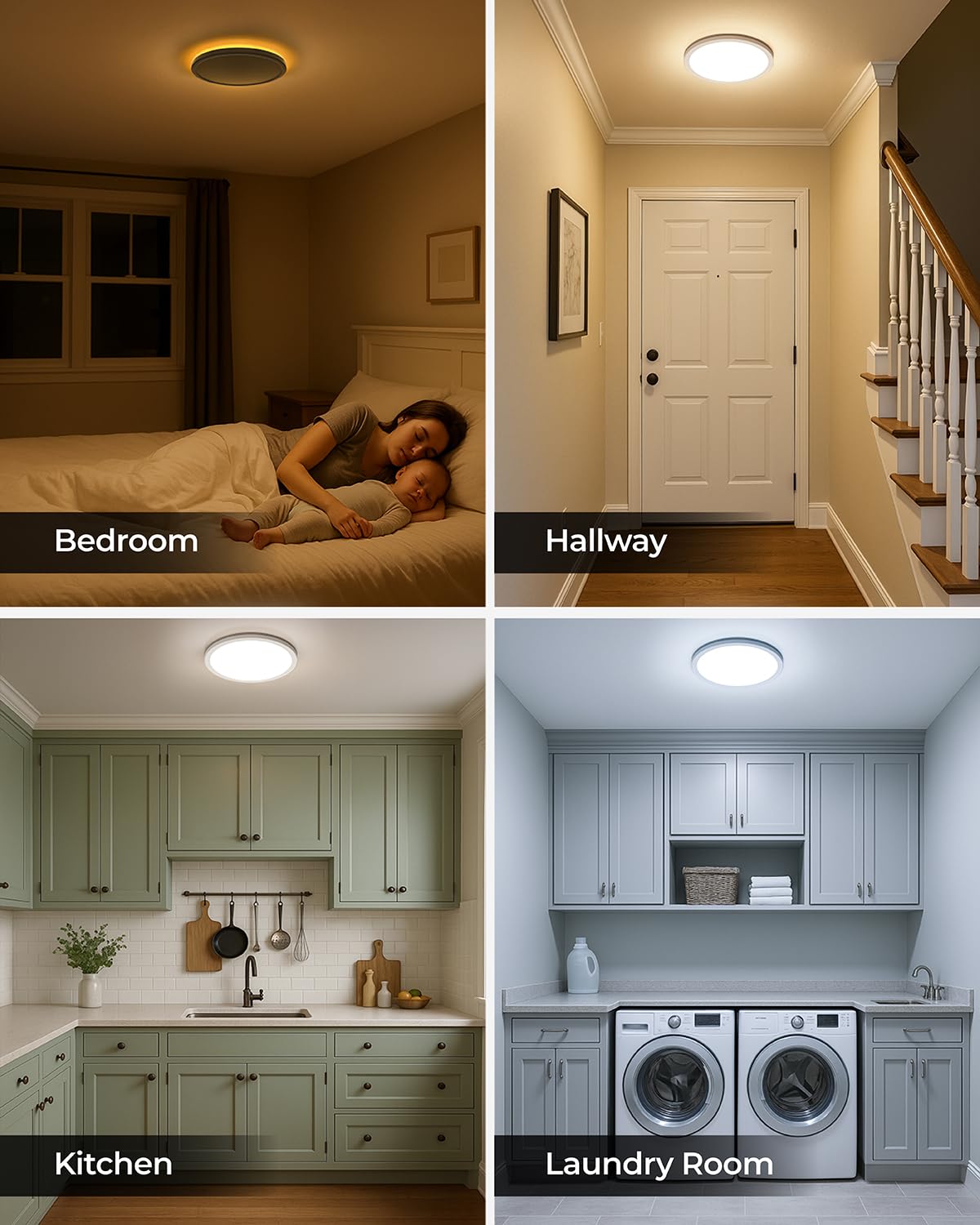 Matane flush mount with color temperature slider offers easy 3000K-5000K selection.