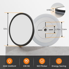 Matane round black finish flush mount suits modern interiors.