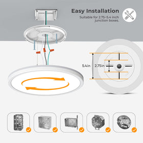 Matane round white LED flush mount fits modern interiors.