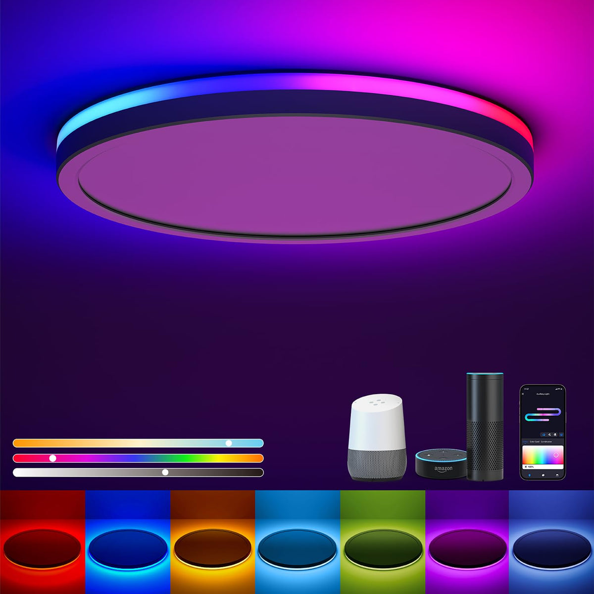 Matane smart LED ceiling light with WiFi enables easy setup and voice control