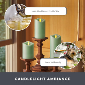 Matchless Candle Co. Luminara with timer provides automated lighting patterns.