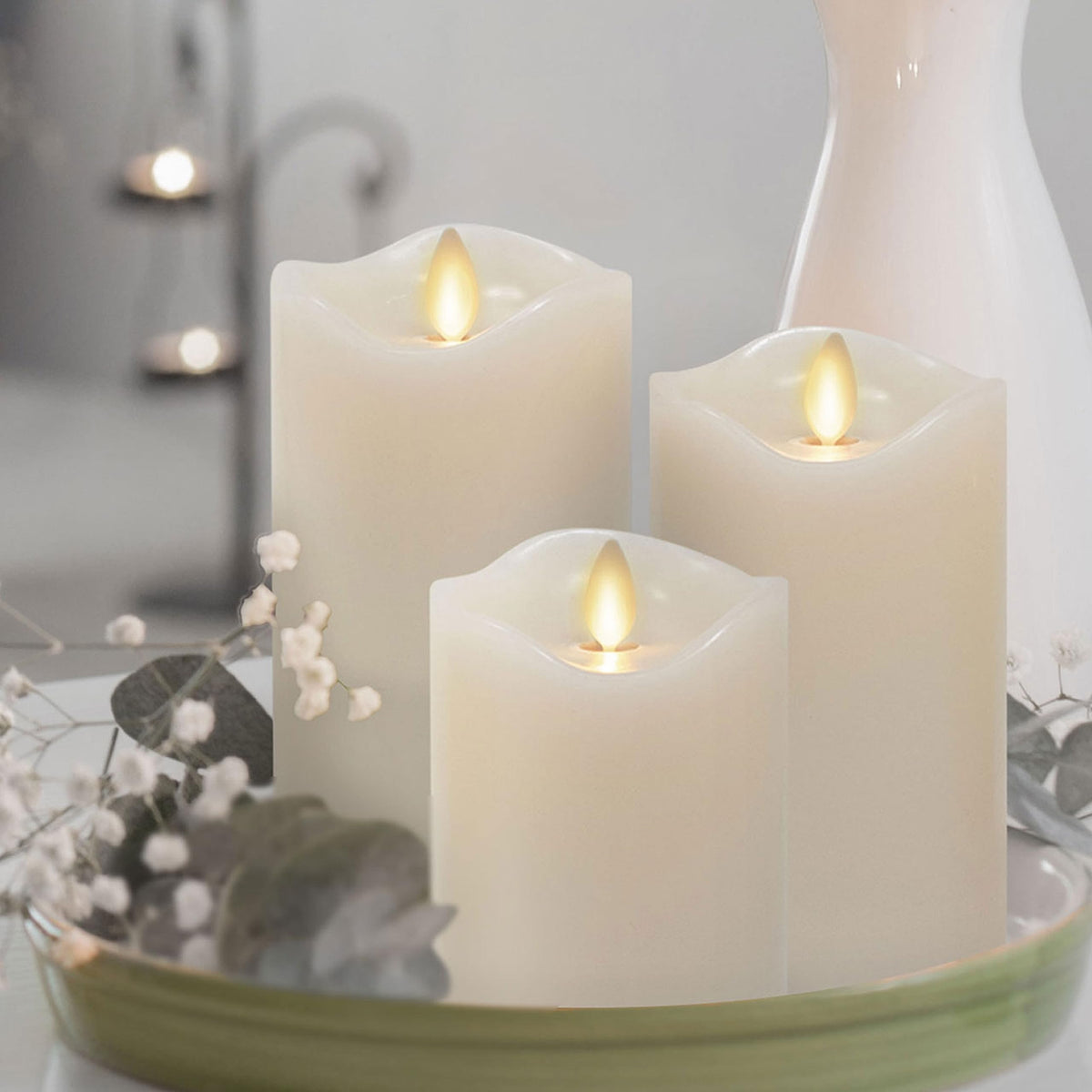 Matchless Candle Co. Luminara 4.5-inch pillar provides safe, realistic ambient glow.