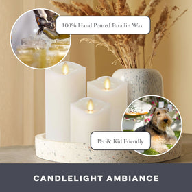 Matchless Candle Co. Luminara 4.5-inch side view highlights flame detail.