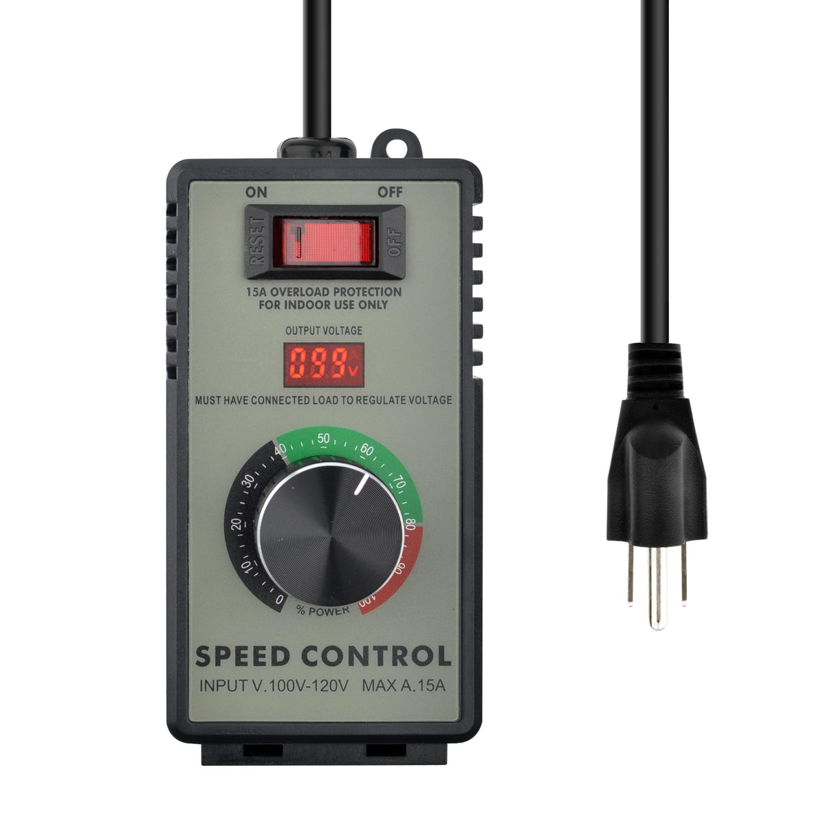 Matell motor speed controller front view for precise speed control of devices.