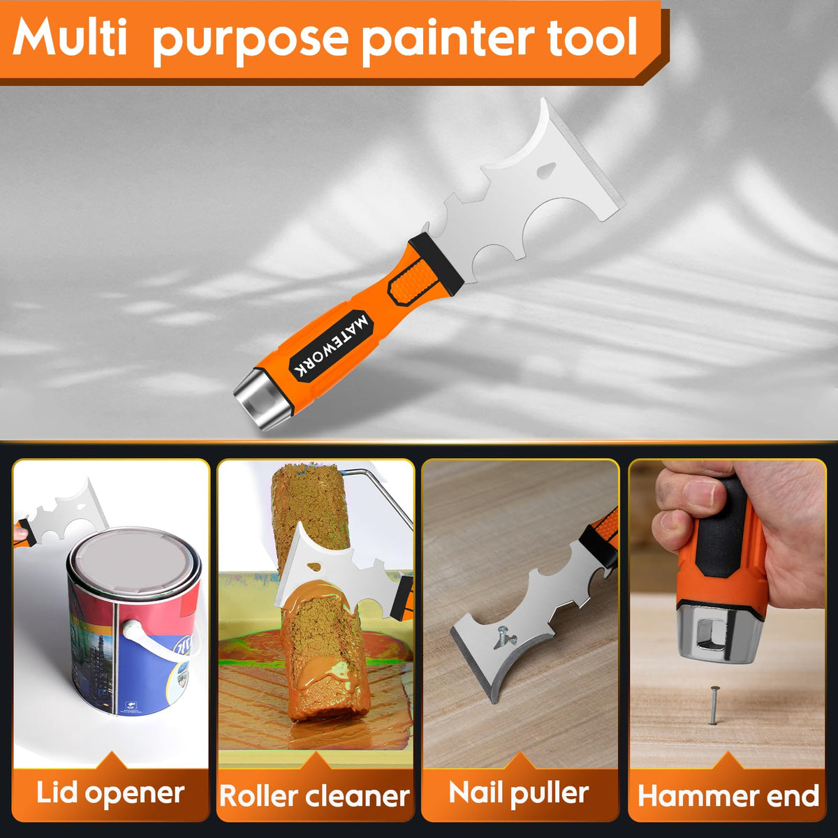 Matework 4-inch joint knife for wider patches with control.