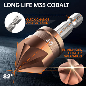 Matework 1/2 inch cobalt countersink bit for larger chamfers in metal and wood.