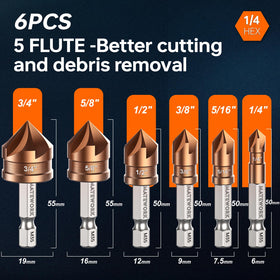 Matework 3/8 inch cobalt countersink bit provides stable cuts and clean edges.