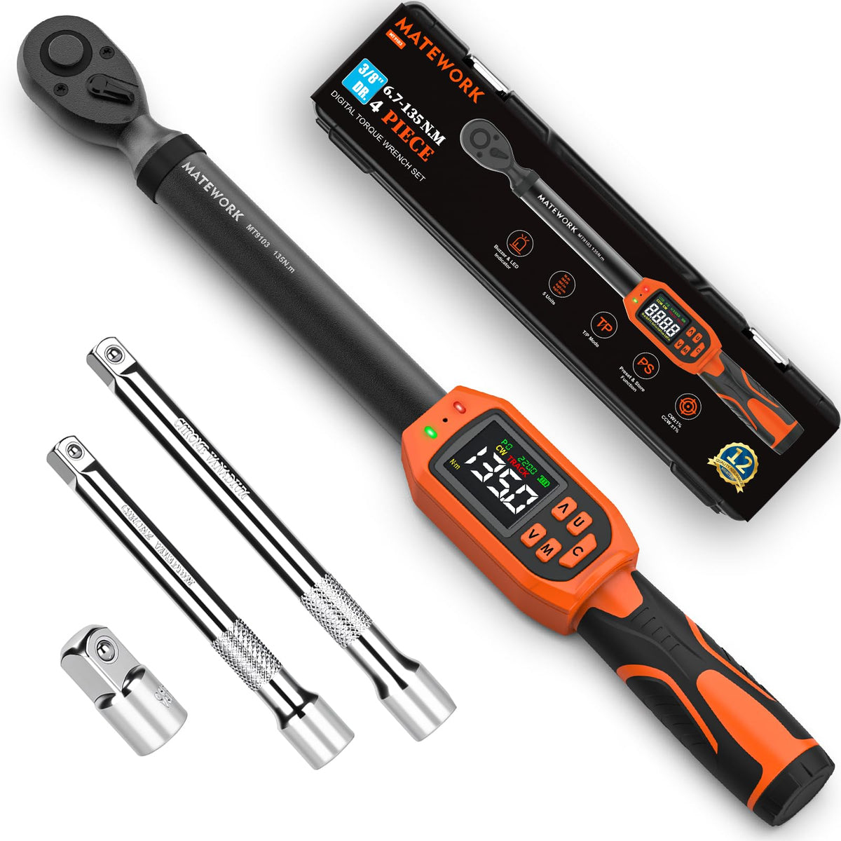 Matework digital torque wrench with LCD display showing precise torque