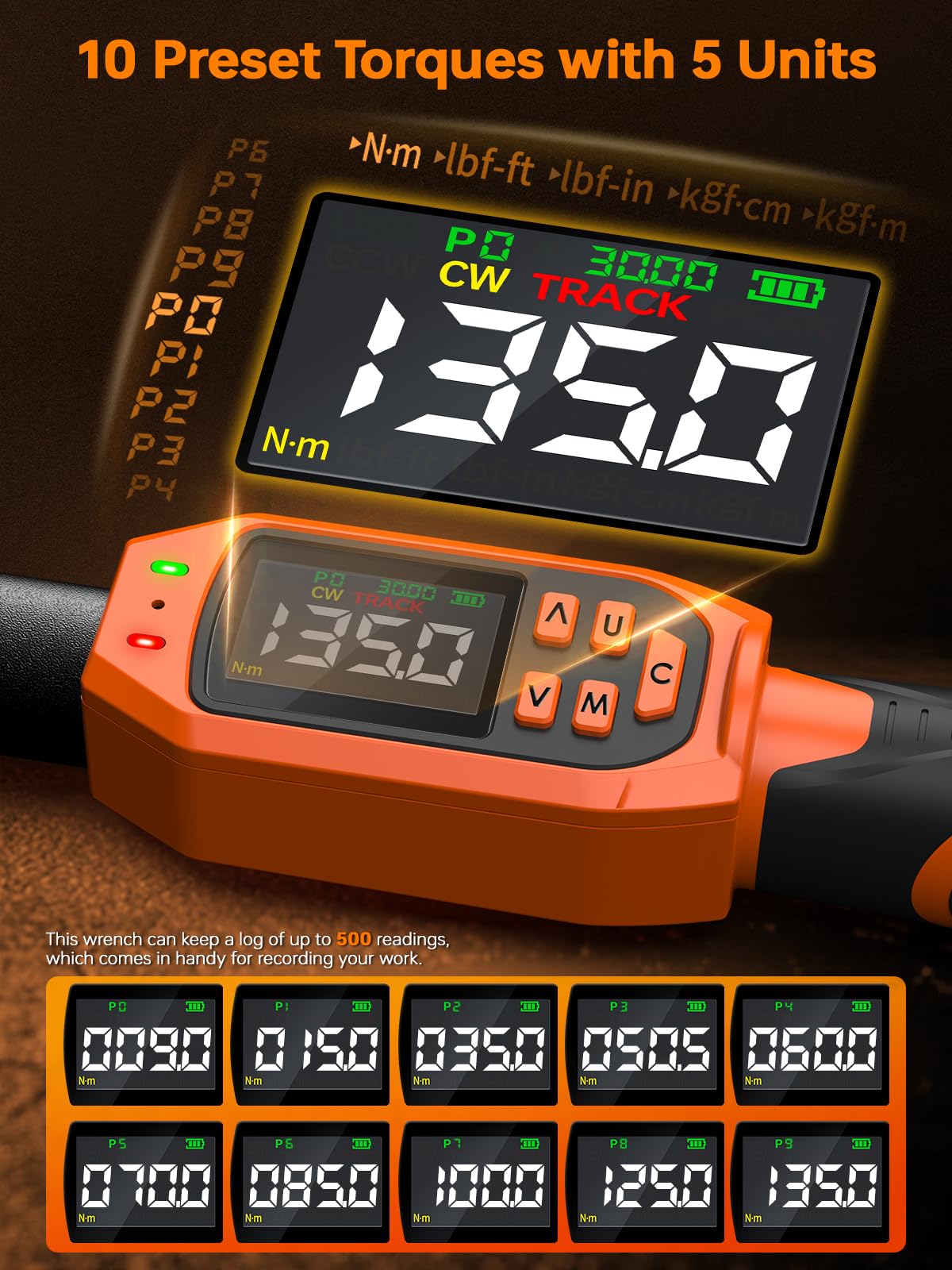 Matework digital torque wrench with extension bars in use
