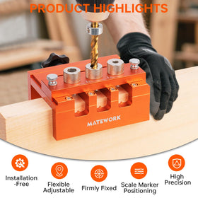 Matework Dowel Jig constructed from anodized aluminum for durability