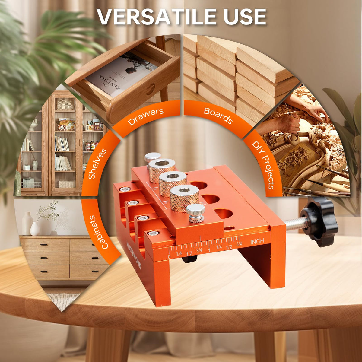 Matework Dowel Jig used in railing installation for consistent joints