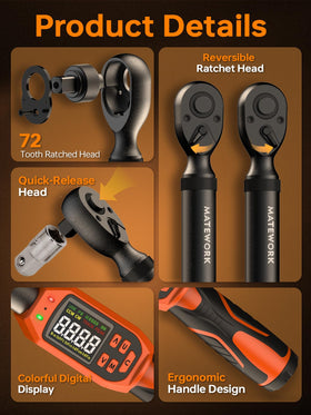 Matework torque wrench LED and buzzer alerts signaling progress