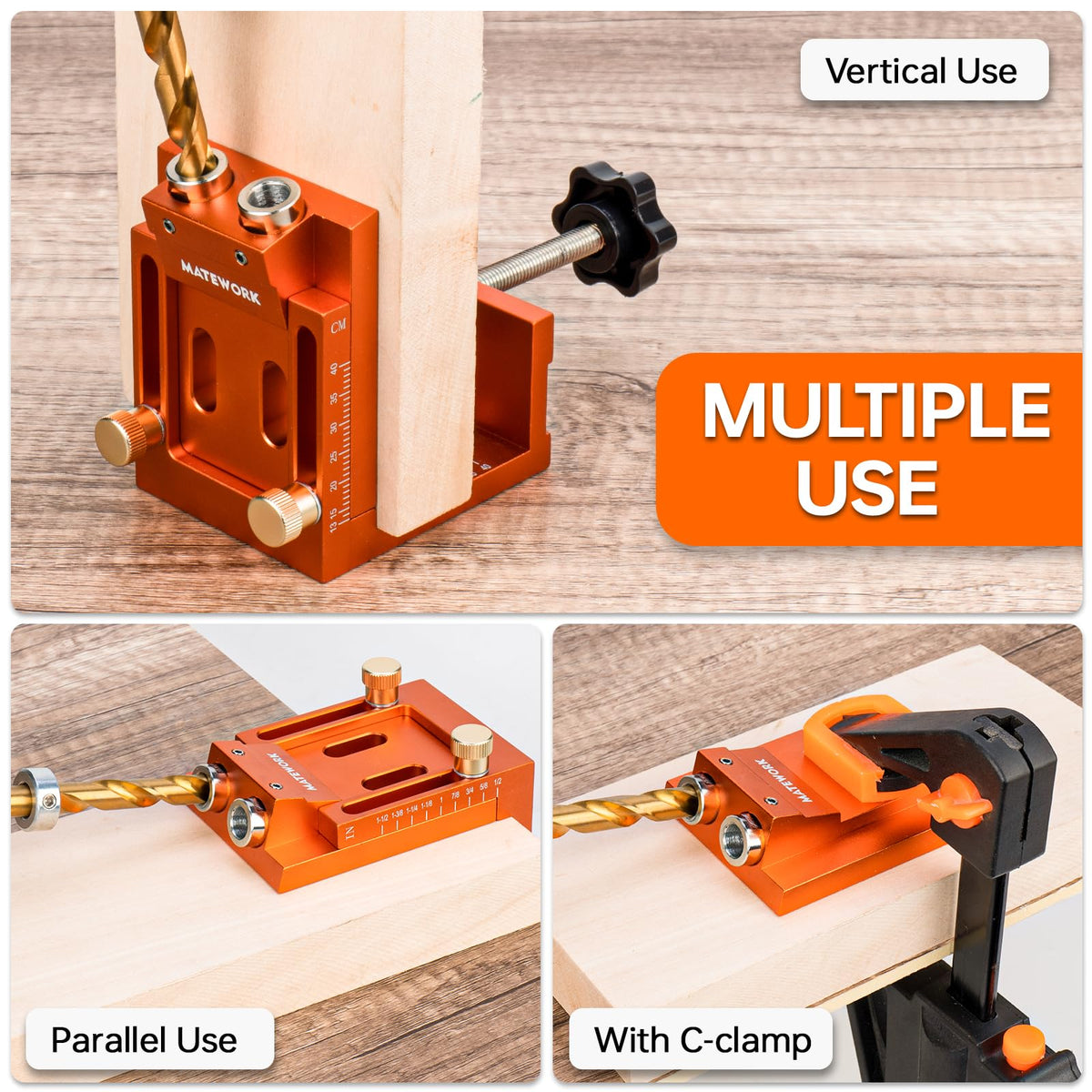 Complete kit includes screws, plugs, drill bits and stop collars for ready use