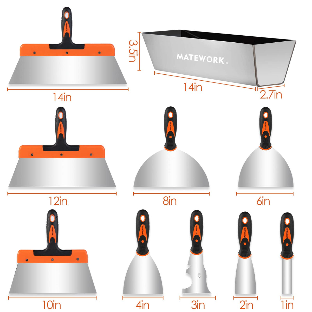 Matework 2-inch putty knife highlighting versatile size for patching and smoothing surfaces