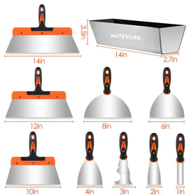 Matework 2-inch putty knife highlighting versatile size for patching and smoothing surfaces