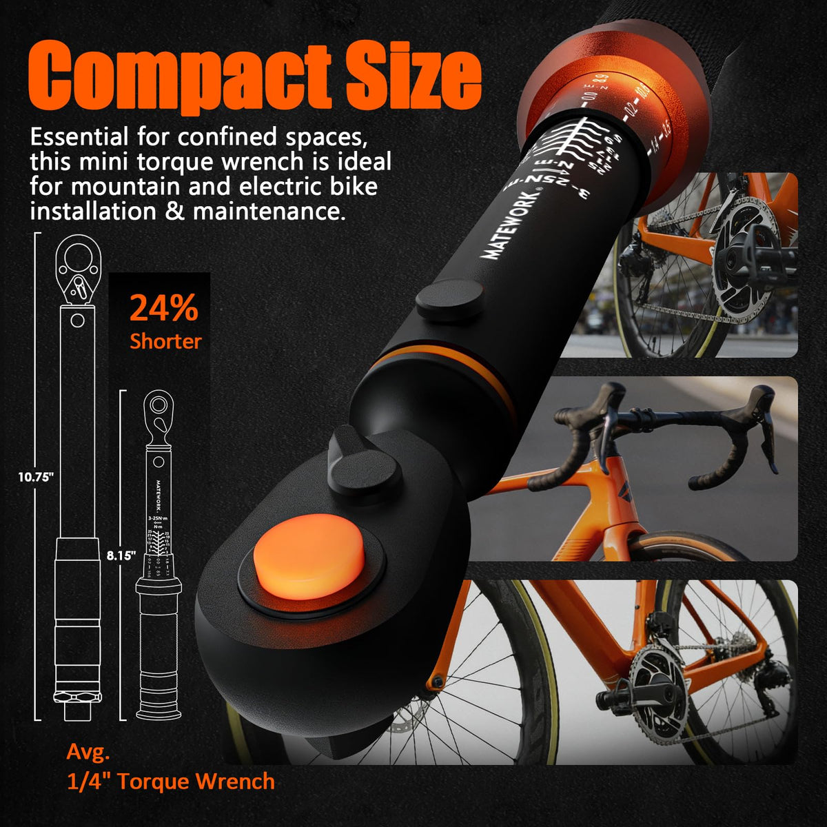 Chrome-vanadium body on Matework wrench resists wear and corrosion.