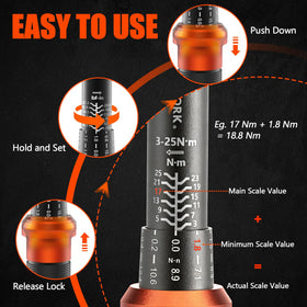 Locking knob on Matework wrench secures the torque setting.