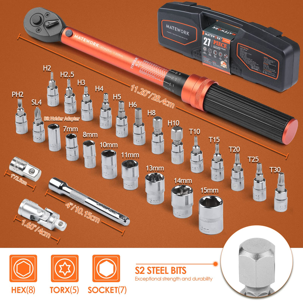 Matework torque wrench quick-release button for fast socket changes