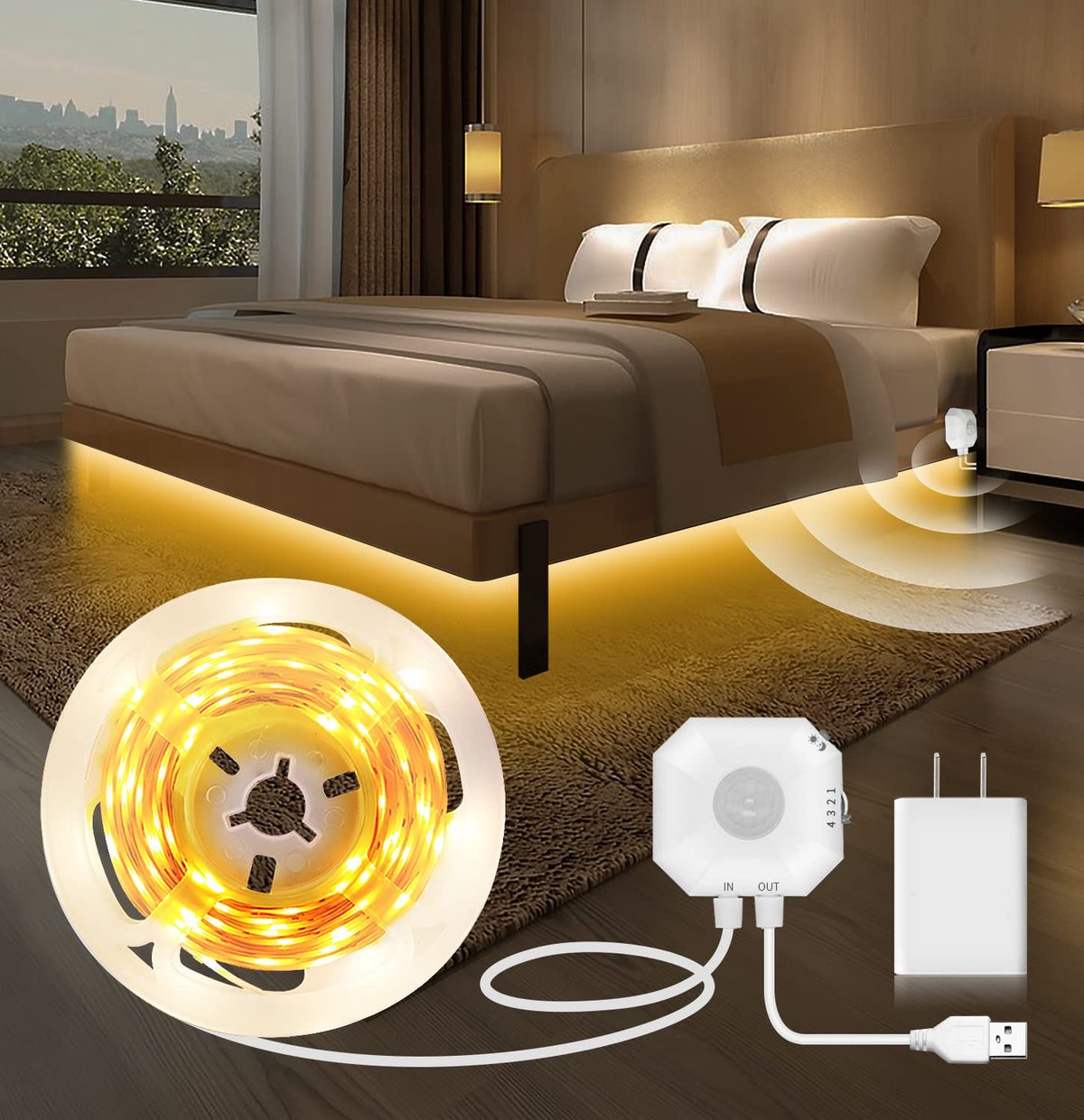 MATICOD motion-sensor light under cabinet provides hands-free illumination.