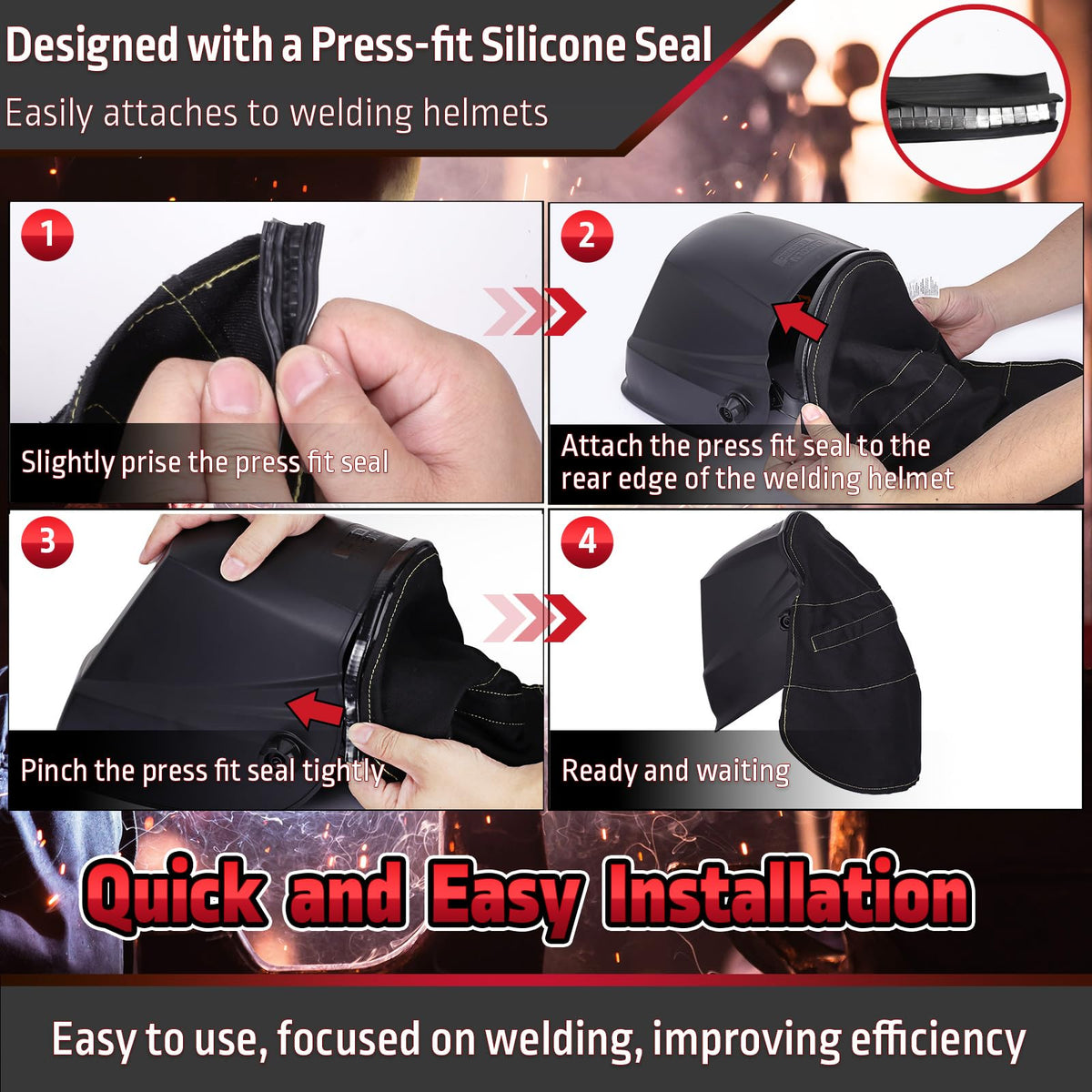 MATINA welding hood cover in soft cotton material for skin-friendly comfort.