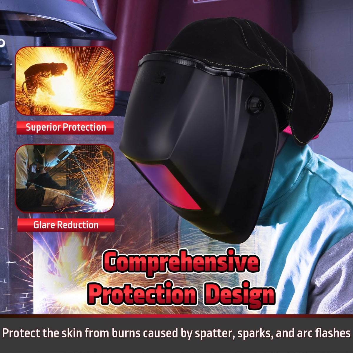 MATINA welding hood cover with press-fit silicone seal for quick attachment.
