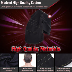 MATINA welding hood cover featuring open ventilation for breathable wear.