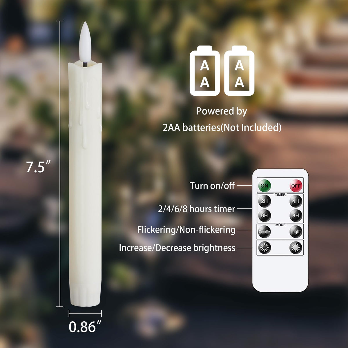 Mavandes 3D-wick warm flame for authentic candle ambience
