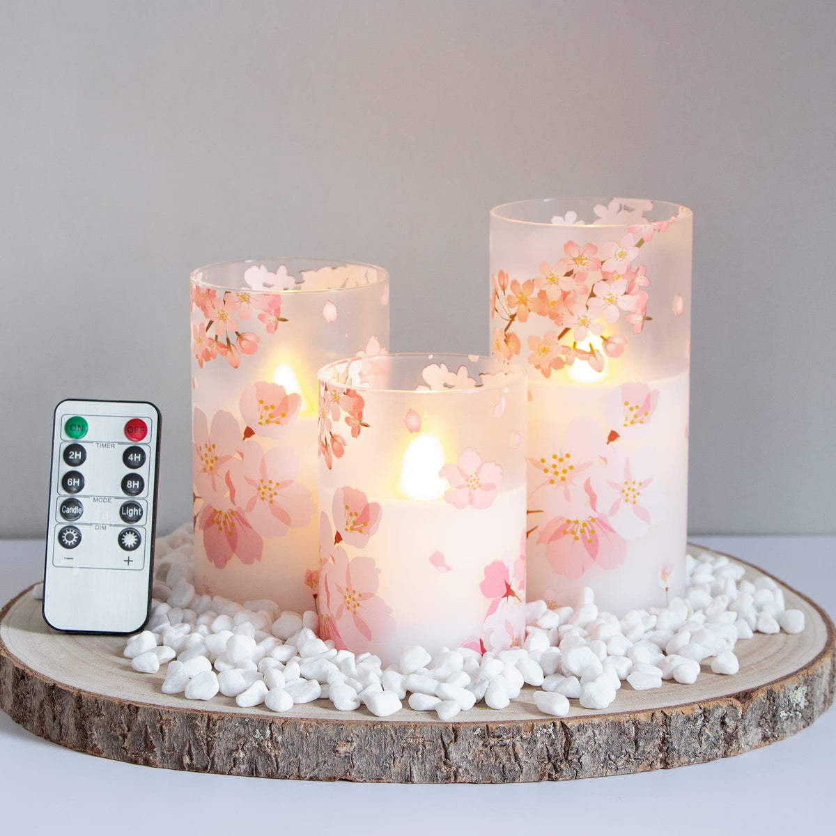 Mavandes cherry blossoms glass candle, 4-inch, cozy ambiance without smoke