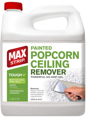Max Strip ceiling remover bottle pour demonstrates easy gel dispensing for safe application