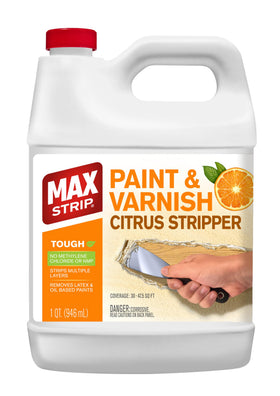 Max Strip citrus stripper bottle pour demonstrates easy-control application for quick paint removal