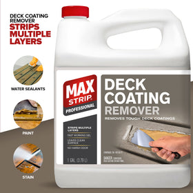 Packaging view of Max Strip Deck Coating Remover gallon container