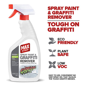Max Strip no fumes formula bottle shown for indoor-friendly use.