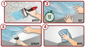 Max Strip Pro gel application on ceiling shows even coverage for textured surfaces