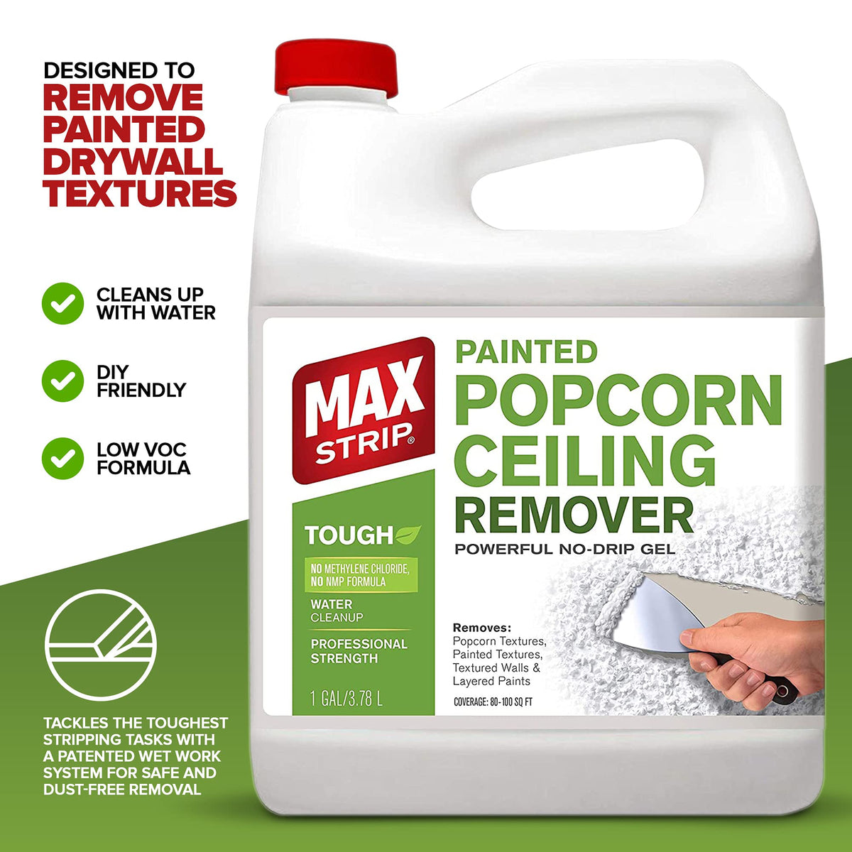 Max Strip Pro wet encapsulation removal reduces dust during drywall texture cleanup
