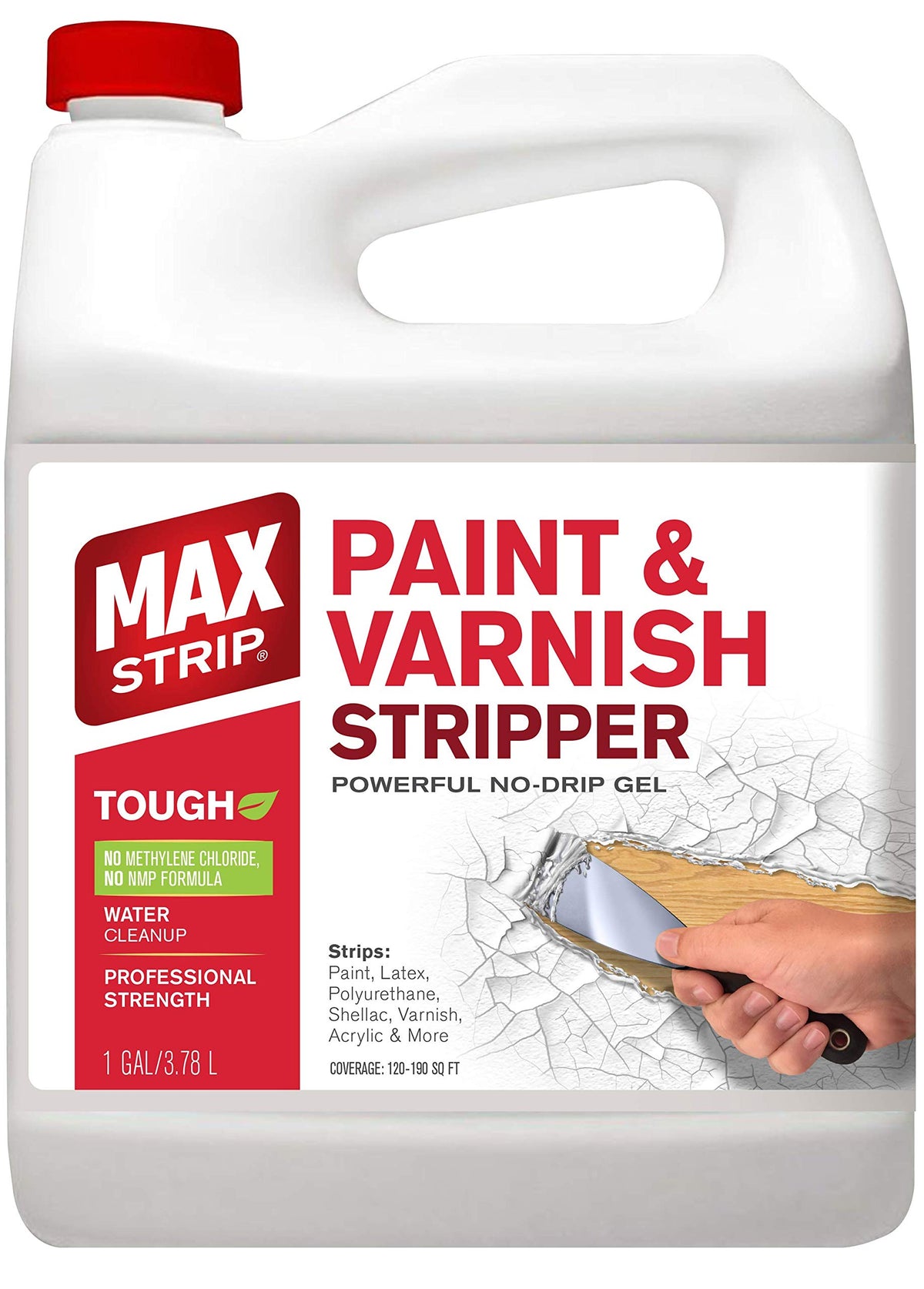 Max Strip professional-strength paint stripper bottle pour for easy application.