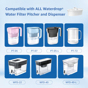 Maxblue PF-01A filter shown with Waterdrop compatibility chart.