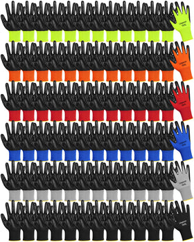 Maxcheck PU-coated gloves 54-pair pack for organized color-coded tasks