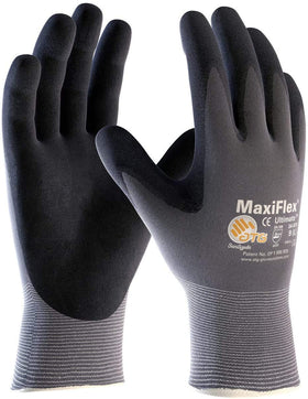 MaxiFlex 34-874 Ultimate gloves showing the palm grip for precise handling in dry environments