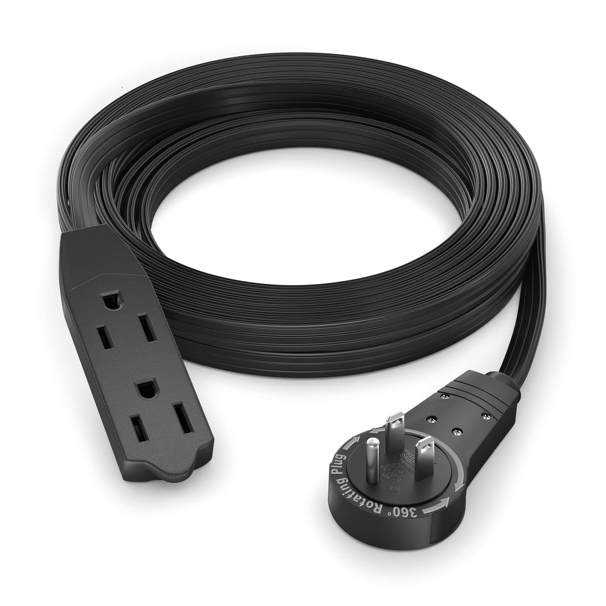 Maximm 12ft cable with rotating plug for flexible placement behind furniture