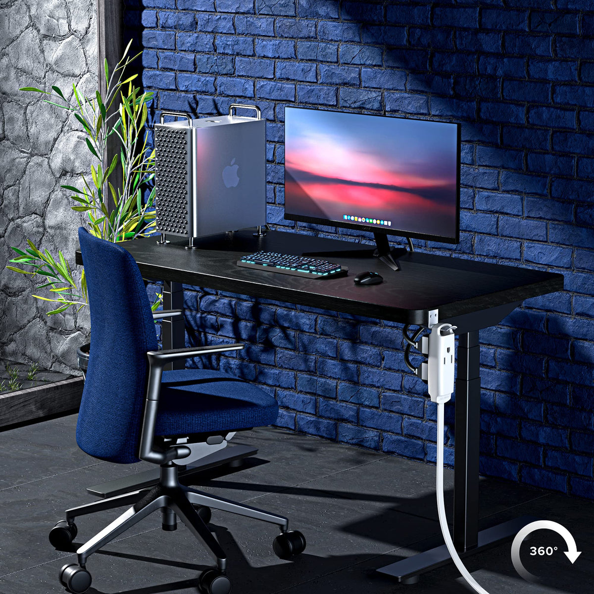 Maximm adjustable-angle plug supporting organized and easily accessible power