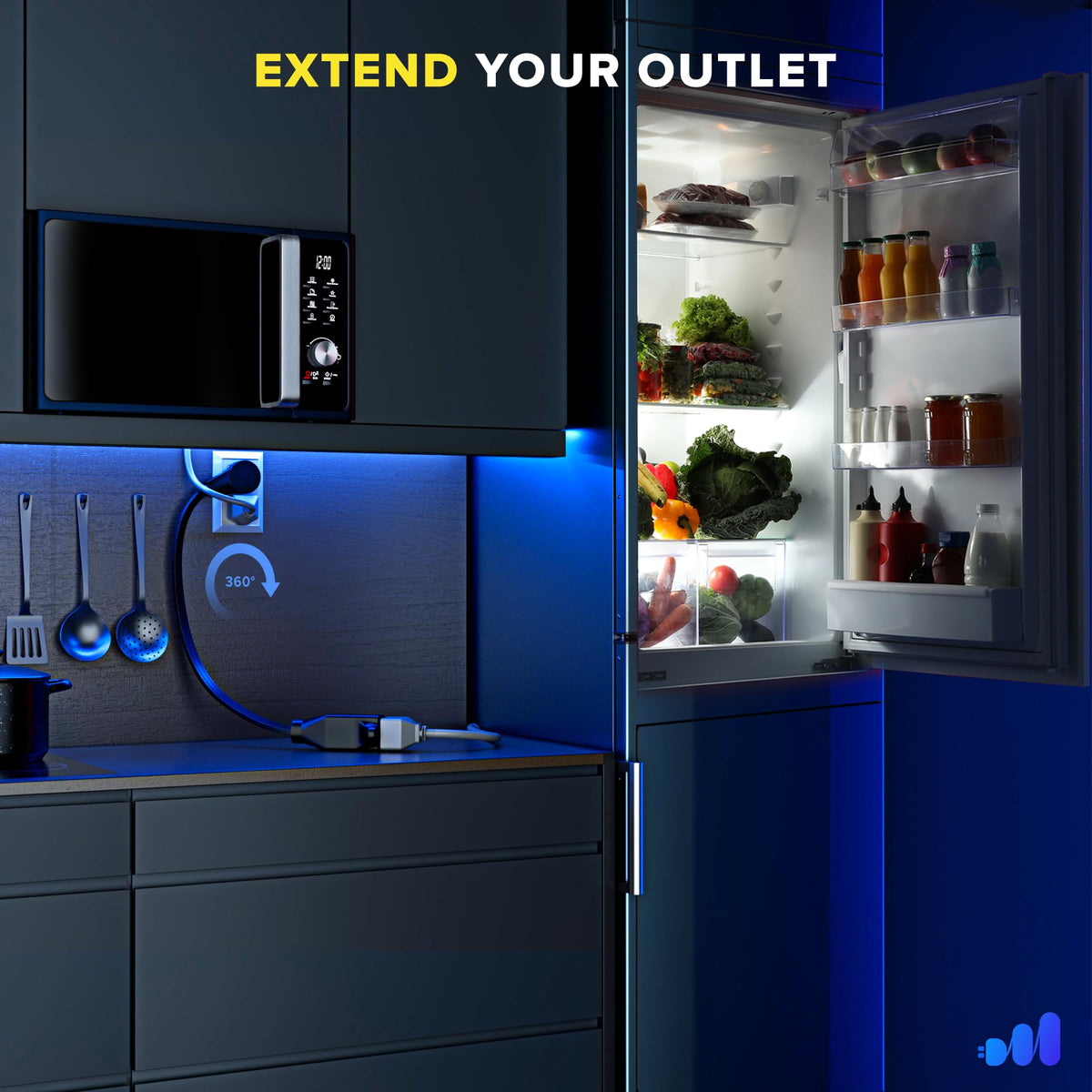 Maximm black extension cord complements modern home setups while powering devices