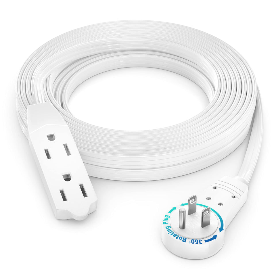 Maximm cable 15ft 360° rotating flat plug for flexible wall-outlet access