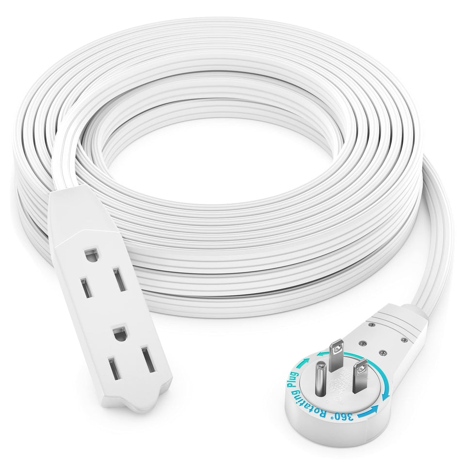 Maximm cable 25ft rotating flat plug enables flexible reach to distant outlets