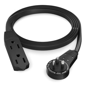 Maximm 360° rotating flat plug demonstrates flexible power delivery for tight spaces.