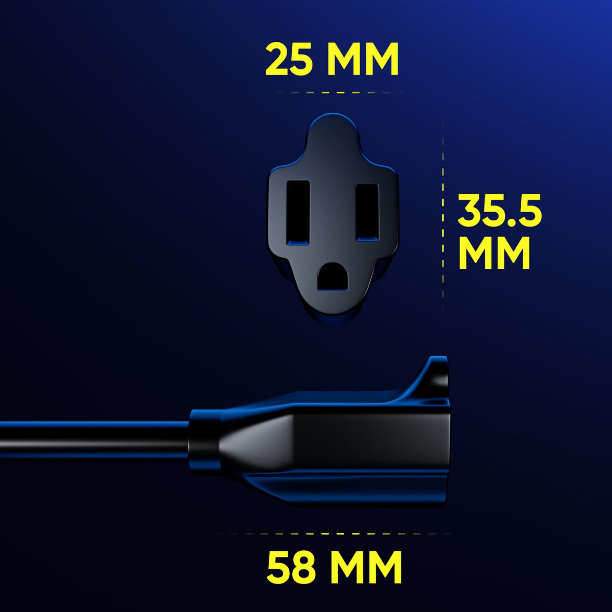 Maximm 6ft flat plug behind furniture for tight-space power access.