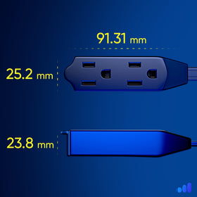 Maximm flat plug positioned behind furniture for a neater room setup.